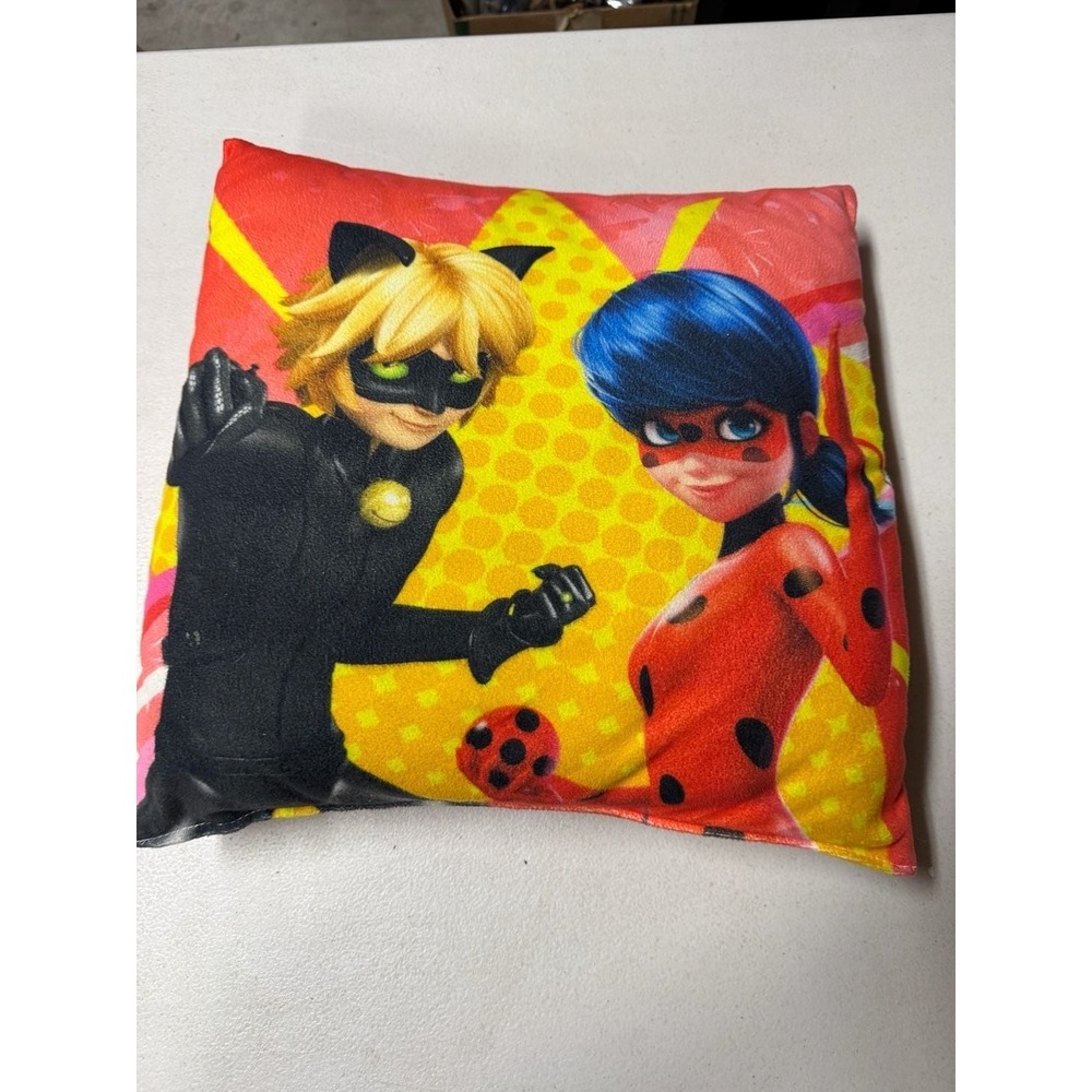 Miraculous Ladybug and Cat Noir Reversible Square Throw Pillow